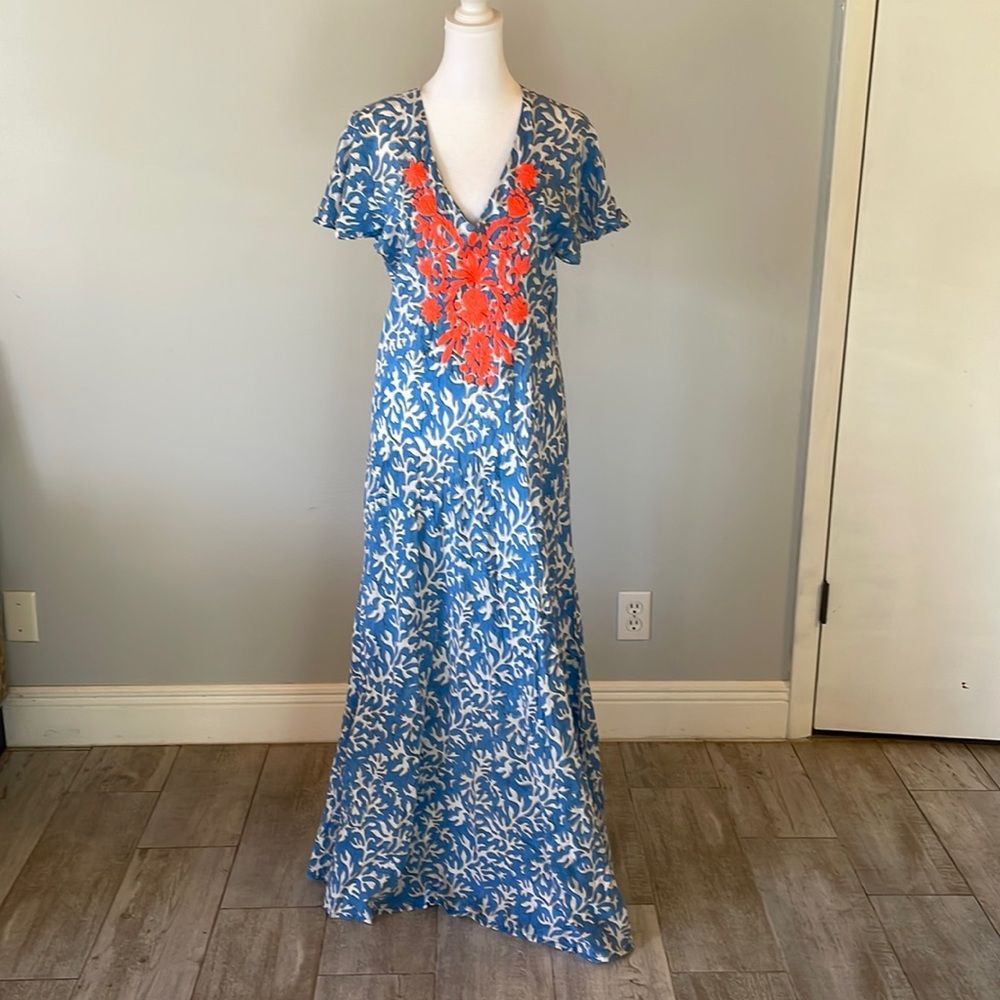 COPY - [Roberta Roller Rabbit] Blue/White Embroidered Dress - Size Medium